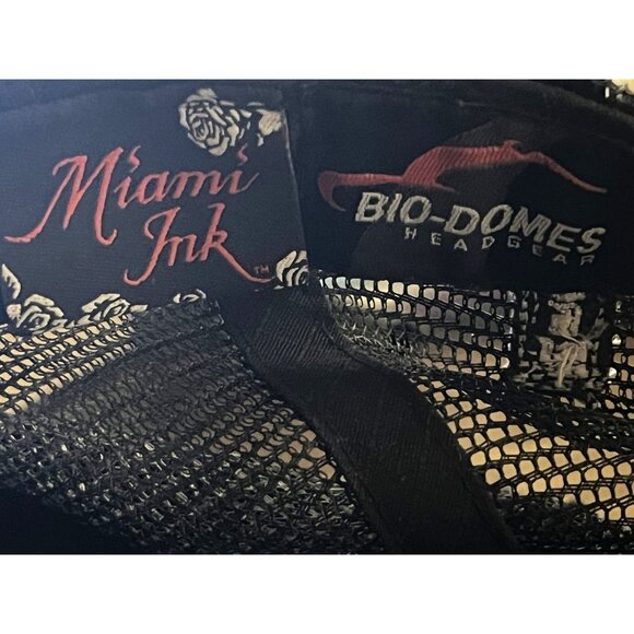 Miami Ink Embroidered Camo Y2K Wings Knife Heart Snap Back Baseball Cap Vintage - Picture 5 of 14